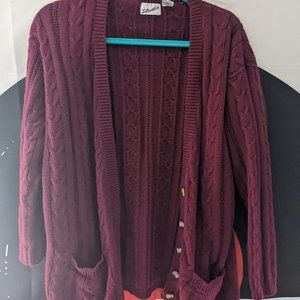 Maroon Vintage 80s Cardigan with Pockets